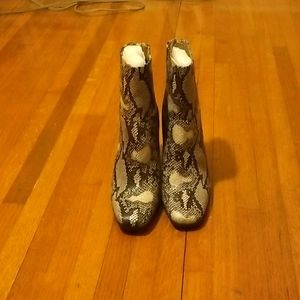 Snakeskin booties